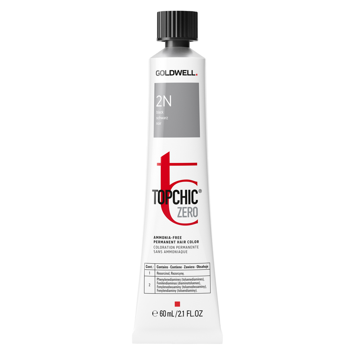 Goldwell, TopChic Zero, Permanent Hair Dye, 2N The Naturals Black, 60 ml
